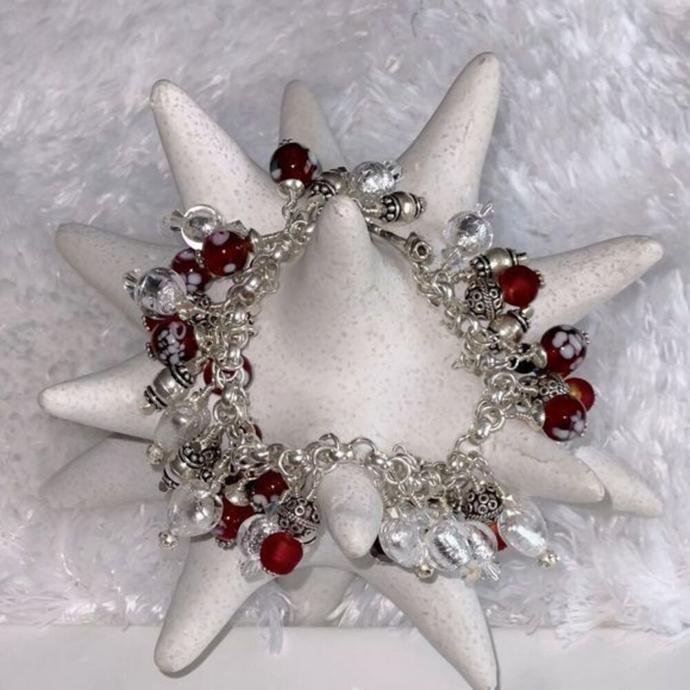 Bella Dolce, Sterling Silver and Murano glass charm bracelet